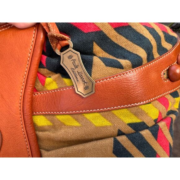 Paule Marrot Editions Hayden Harnet Leather & Canvas Multi Color Top Handle Bag - Picture 12 of 15